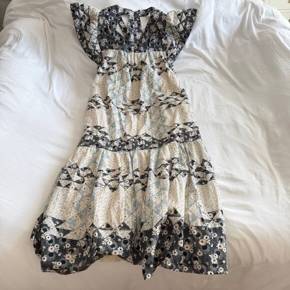 SEA New York Clemence Belted Cutout Patchwork Cotton Voile Midi Dress XS - Picture 5 of 6